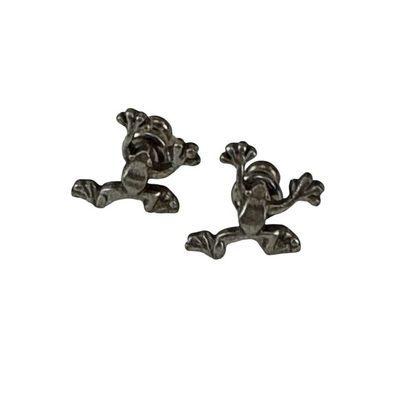 Vintage Pewter Frog Lapel Pins Set of 2 Spoontiques Climbing Design 1980s - Picture 2 of 6